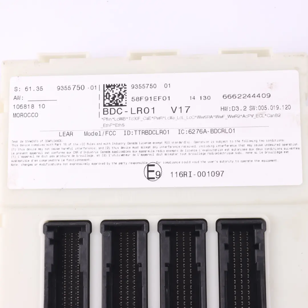Módulo BDC BMW X5 F15 Cuerpo Controlador de dominio BDC Unidad para con número de pieza 9355750 Módulo BDC BMW X5 F15 Cuerpo Controlador de dominio BDC Unidad - SKU 9355750 - Número de pieza 9355750