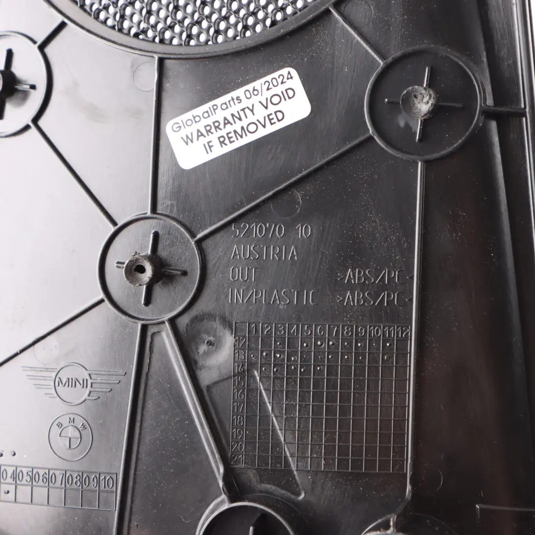 Altavoz Cubierta Izquierda Puerta Embellecedor Panel 9809309 para Mini Paceman R61 con número de pieza 9809751 Mini Paceman R61 Altavoz Cubierta Izquierda Puerta Embellecedor Panel 9809309 - SKU 9809751 - Número de pieza 9809751