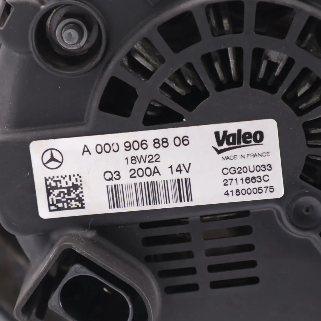  Alternator Mercedes R172 SLC 43 AMG Petrol OM276 200A Valeo - SKU A0009068806 - Part number A0009068806
