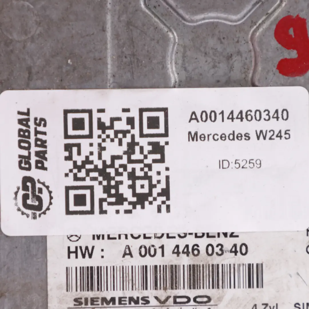 Mercedes W245 B150 CDI OM266.920 Engine Control Unit Module ECU - SKU A0014460340 - Part number A0014460340