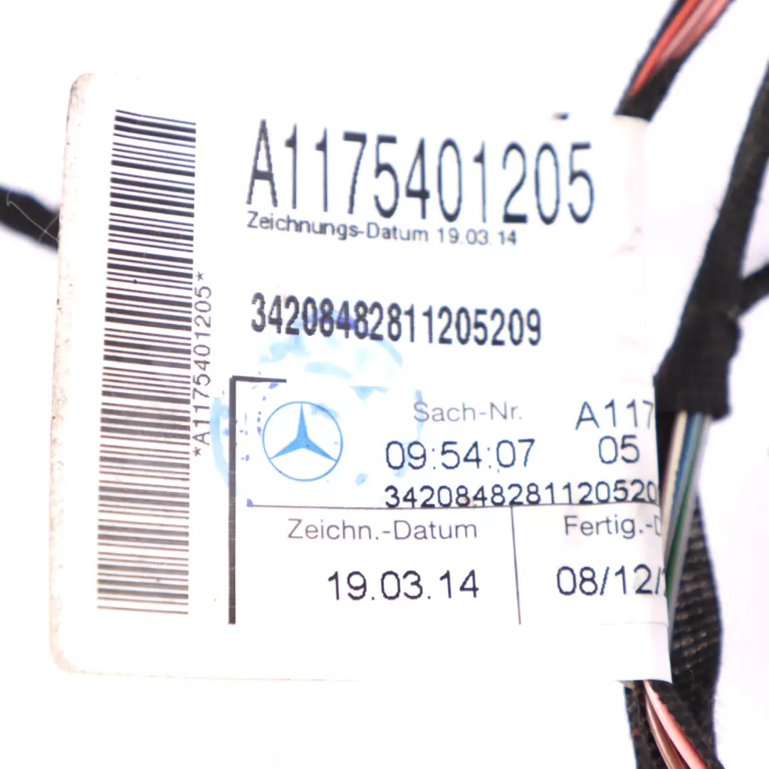 Drivers Door Wiring Harness to Mercedes C117 with Part number A1175401205 Mercedes C117 Drivers Door Wiring Harness - SKU A1175401205 - Part number A1175401205