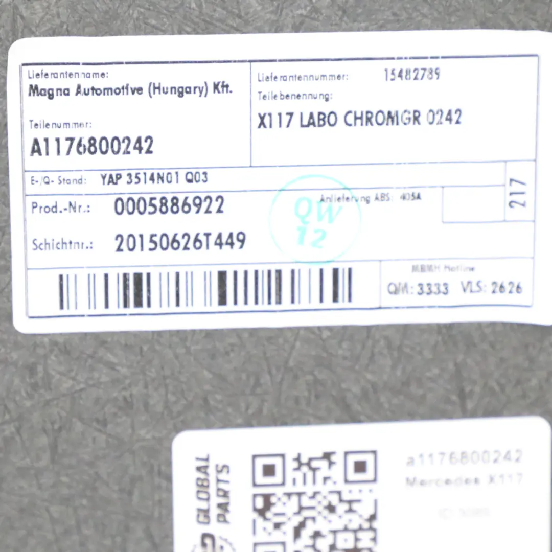 Mercedes X117 Maletero Suelo Carga Trasera Embellecedor Alfombra - SKU a1176800242 - Número de pieza A1176800242