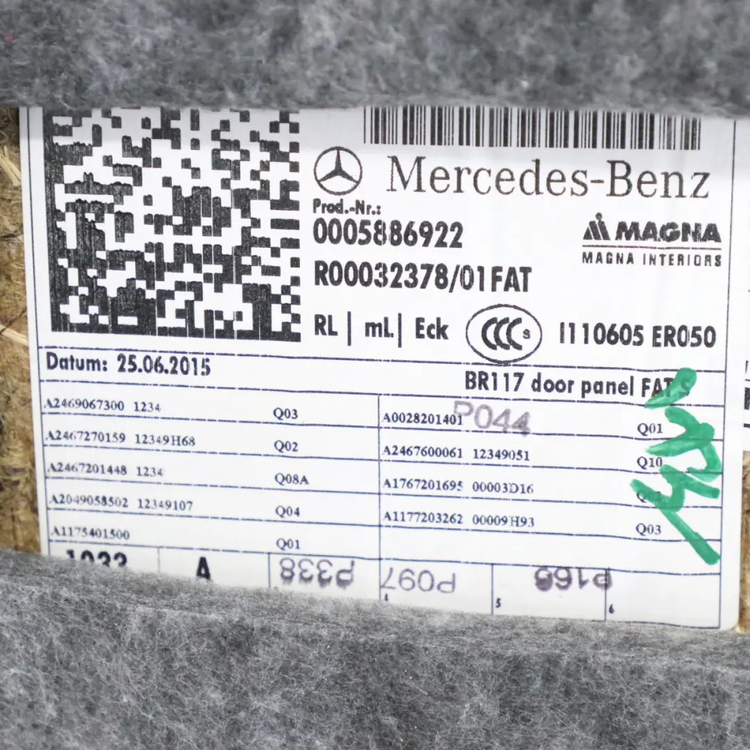 Door Card Front Right O/S Trim Panel Cover Lining Leather Black to Mercedes C117 with Part number A1177209600 Mercedes C117 Door Card Front Right O/S Trim Panel Cover Lining Leather Black - SKU rhd-A1177209600 - Part number A1177209600