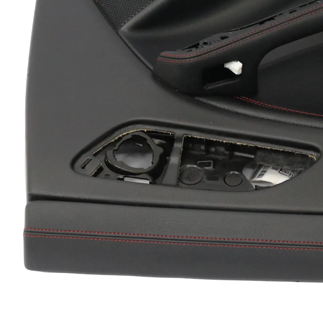 Door Card Rear Left N/S Lining Panel Leather Black Red Threads to Mercedes C117 with Part number A1177300362 Mercedes C117 Door Card Rear Left N/S Lining Panel Leather Black Red Threads - SKU A1177300362 - Part number A1177300362