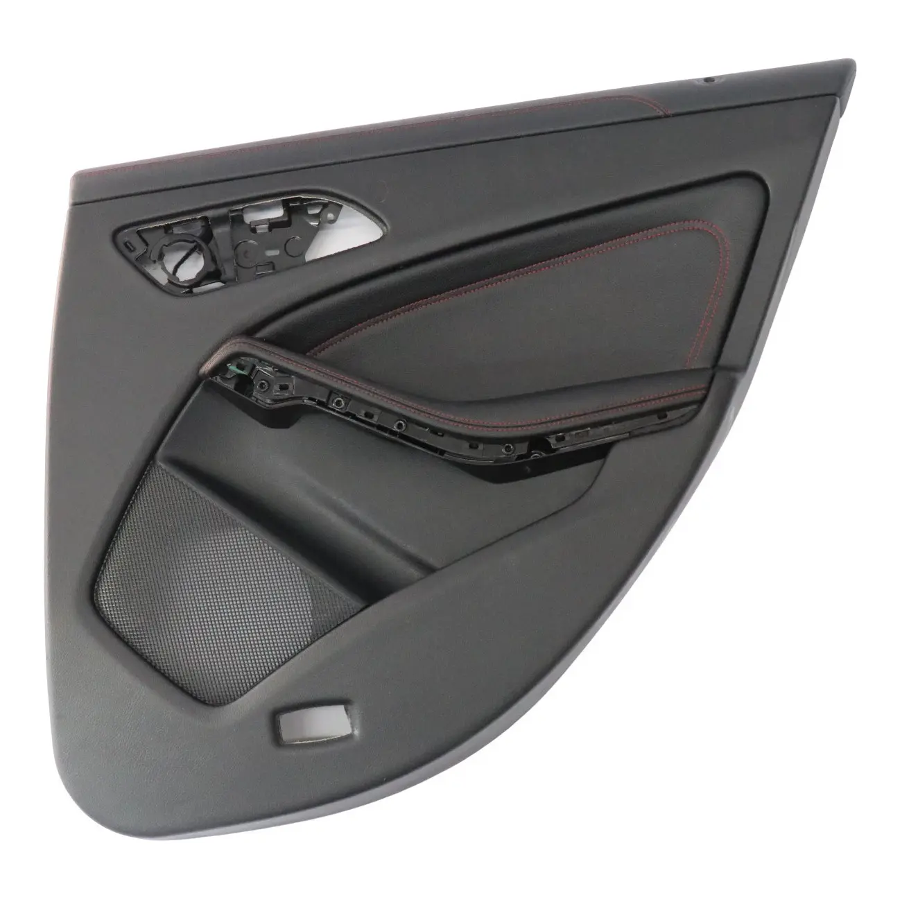 Mercedes C117 Door Card Rear Right O/S Lining Panel Leather Black Red Threads