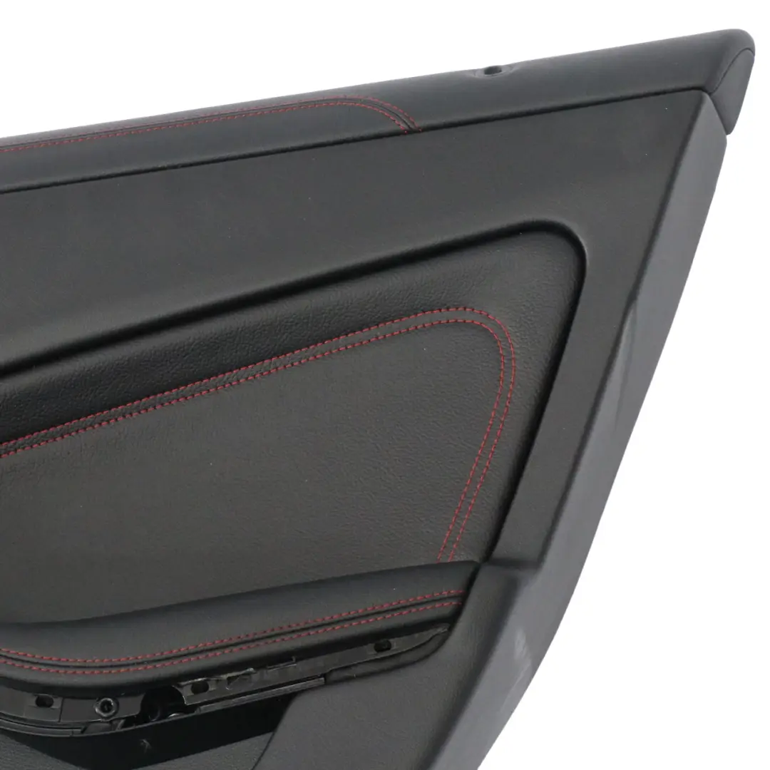 Door Card Rear Right O/S Lining Panel Leather Black Red Threads to Mercedes C117 with Part number A1177300462 Mercedes C117 Door Card Rear Right O/S Lining Panel Leather Black Red Threads - SKU A1177300462 - Part number A1177300462