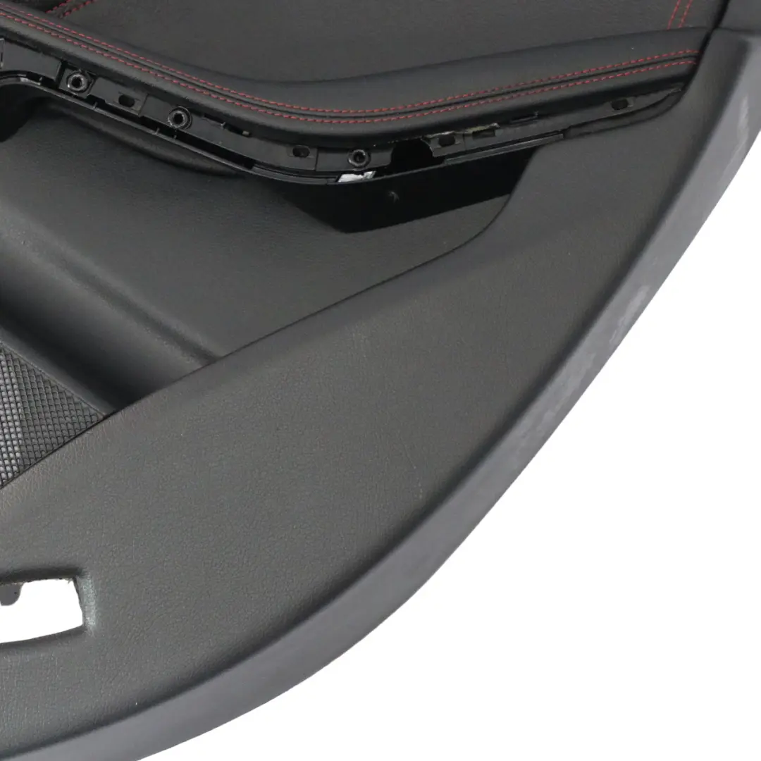 Tür karte hinten rechts Verkleidung Panel Leder Schwarz Rot Fäden für Mercedes C117 mit Teilenummer A1177300462 Mercedes C117 Tür karte hinten rechts Verkleidung Panel Leder Schwarz Rot Fäden - SKU A1177300462 - Teilenummer A1177300462