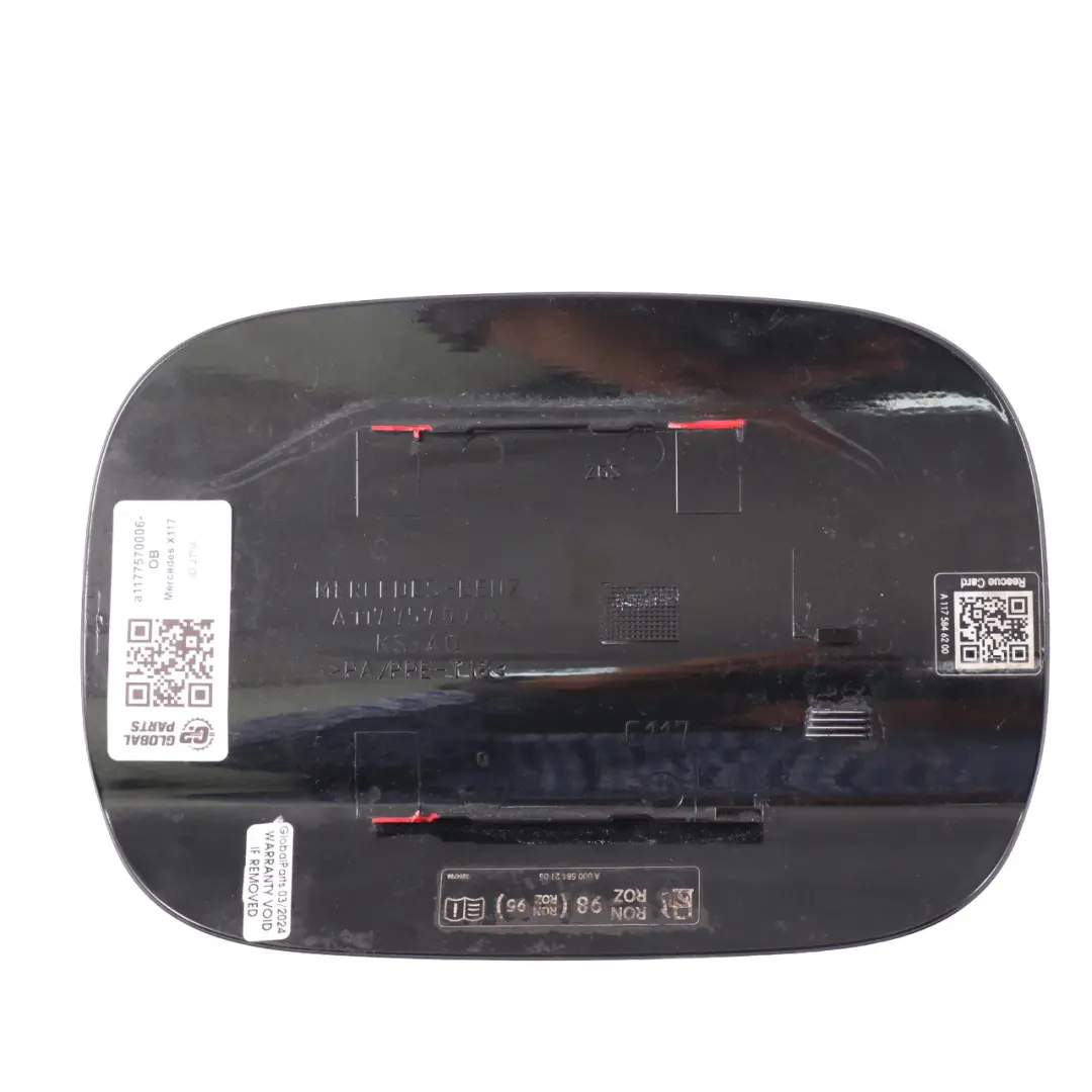 Mercedes C117 tapa del depósito de combustible Obsidian Negro 197 - SKU a1177570006-OB - Número de pieza A1177570006