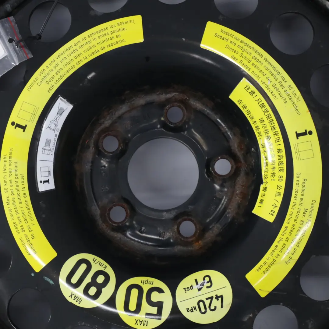 Rueda repuesto Acero 18" 4J Neumático R18 155/90 para Mercedes W164 W166 con número de pieza A1644000002 Mercedes W164 W166 Rueda repuesto Acero 18" 4J Neumático R18 155/90 - SKU A1644000002-1 - Número de pieza A1644000002