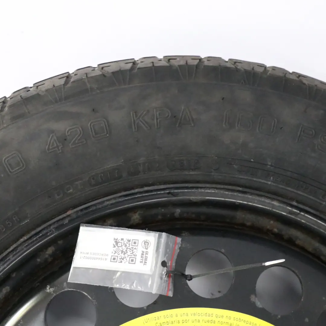 Mercedes W164 W166 Roue secours Acier 18" 4J Pneu Dunlop R18 155/90 - SKU A1644000002-1 - Numéro de pièce A1644000002
