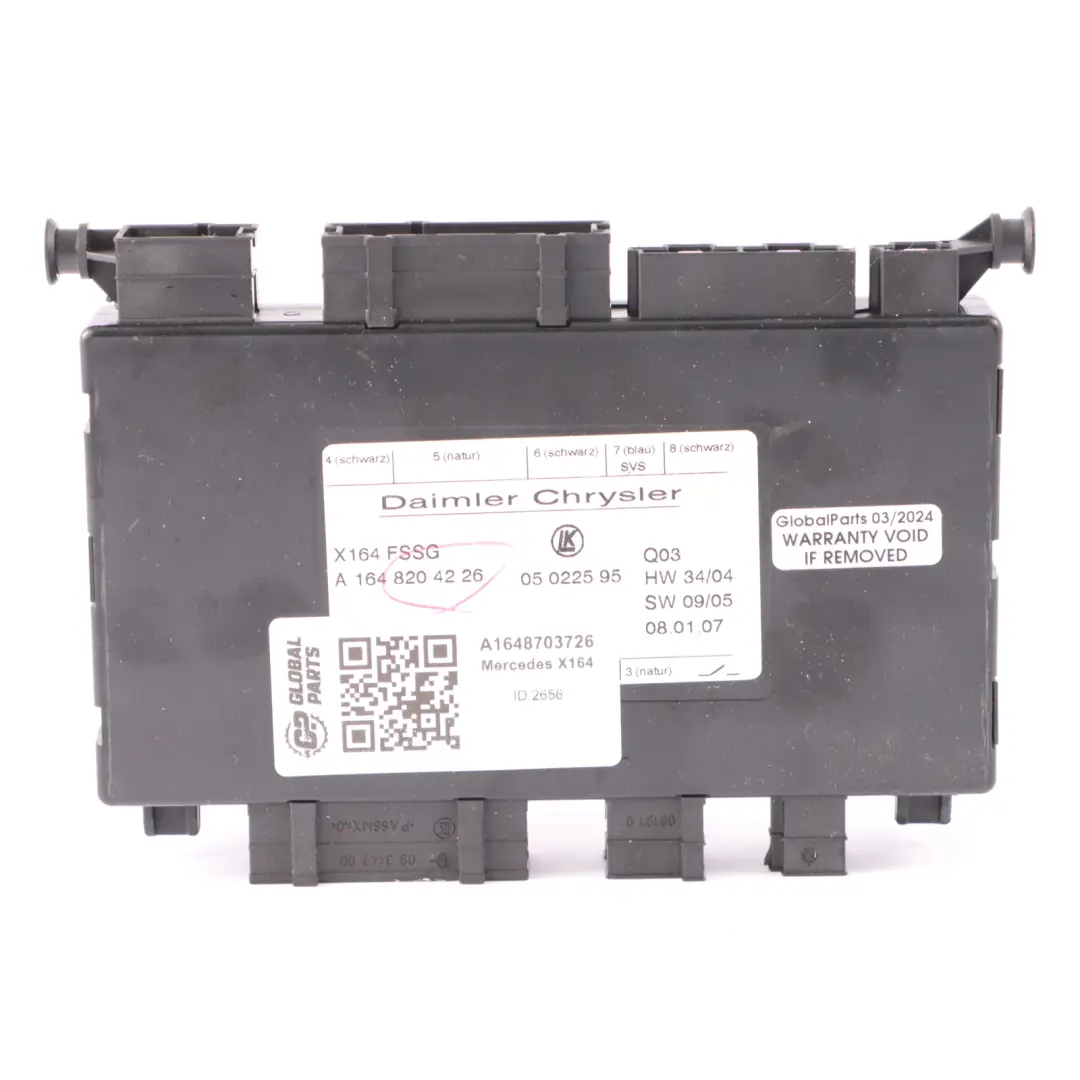 Module contrôle des sièges arrière la troisième rangée pour Mercedes X164 à propos du numéro de pièce A1648703726 Mercedes X164 Module contrôle des sièges arrière la troisième rangée - SKU A1648703726 - Numéro de pièce A1648703726