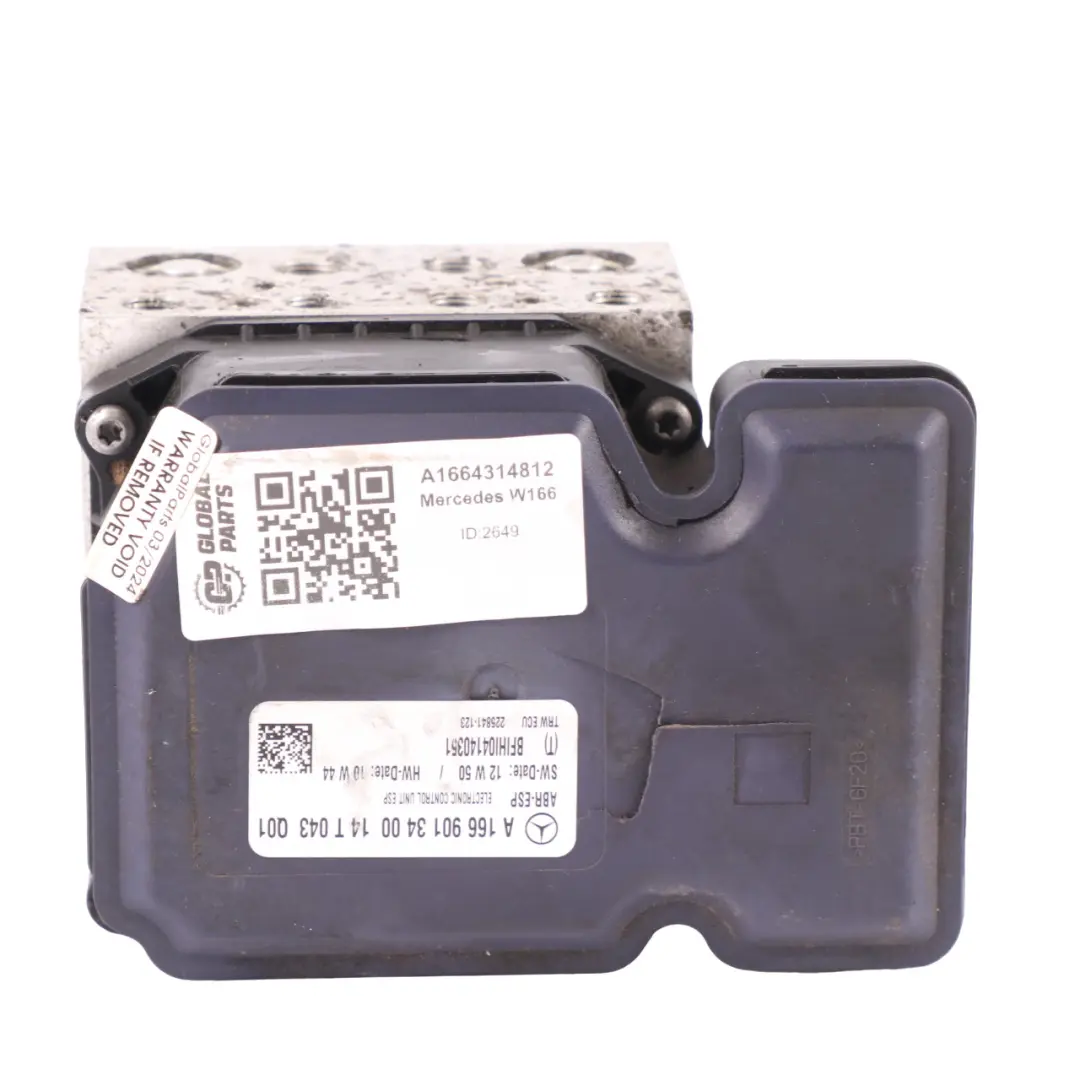 Pompa ABS Hydrauliczna Pompy Hamulcowa A1669013400 do Mercedes ML W166 o numerze A1664314812 Mercedes ML W166 Pompa ABS Hydrauliczna Pompy Hamulcowa A1669013400 - SKU A1664314812 - Numer Części A1664314812