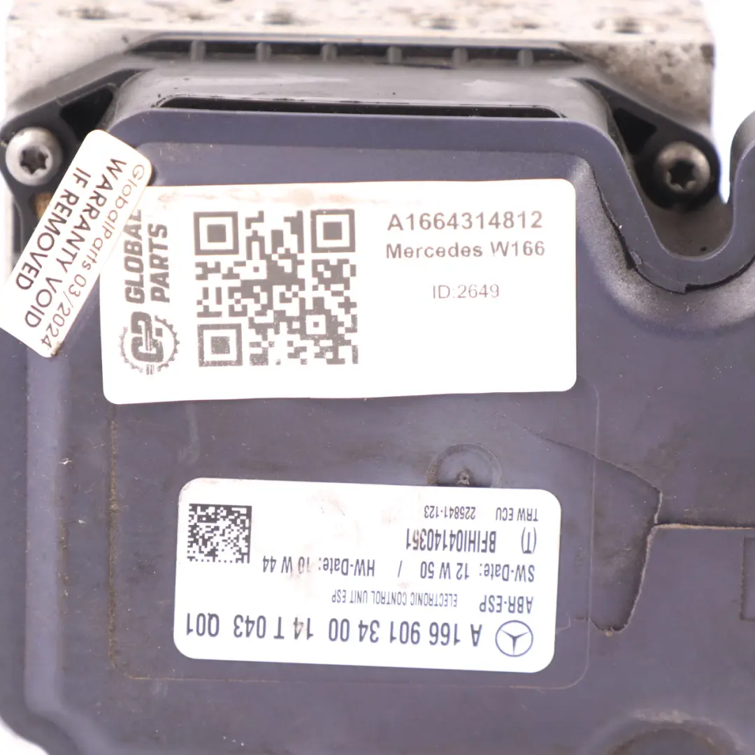 ABS Pump Mercedes ML W166 Hydraulic Brake Pump Module A1669013400 to with Part number A1664314812 ABS Pump Mercedes ML W166 Hydraulic Brake Pump Module A1669013400 - SKU A1664314812 - Part number A1664314812