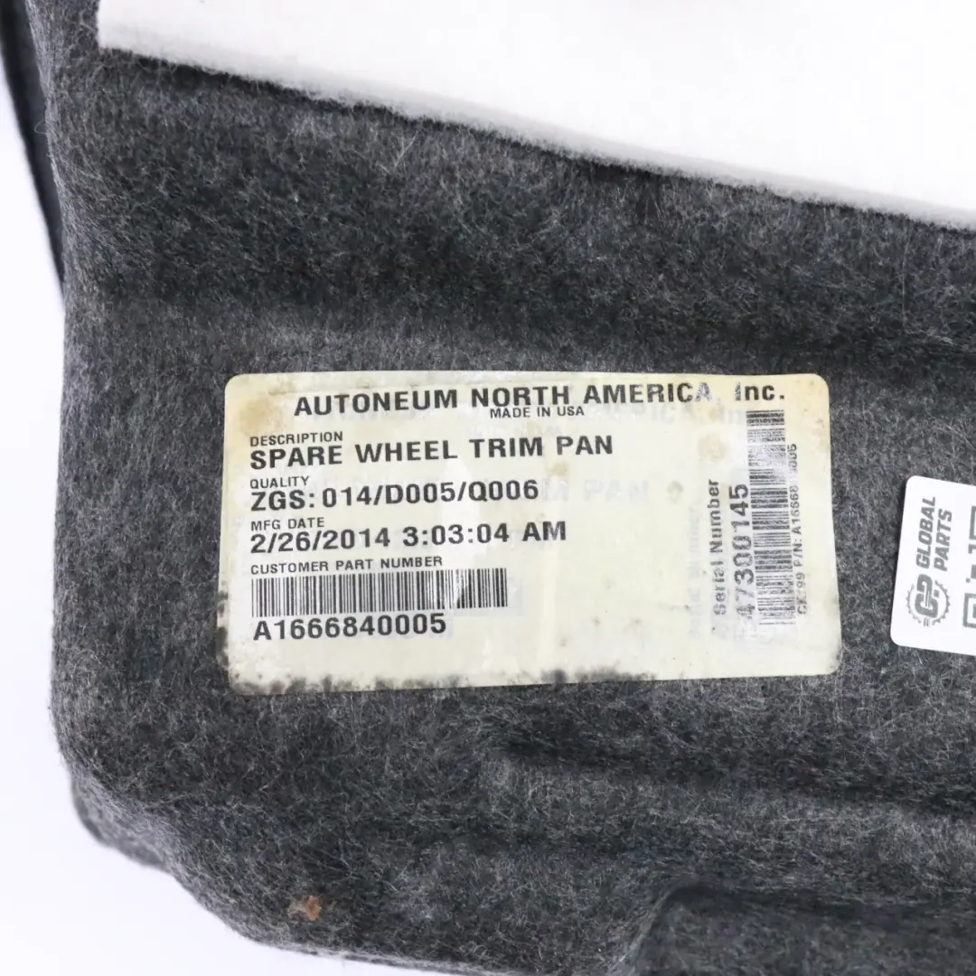 Spare Wheel Well Mercedes ML W166 Trunk Floor Storage Insert to with Part number A1666840005 Spare Wheel Well Mercedes ML W166 Trunk Floor Storage Insert - SKU A1666840005 - Part number A1666840005