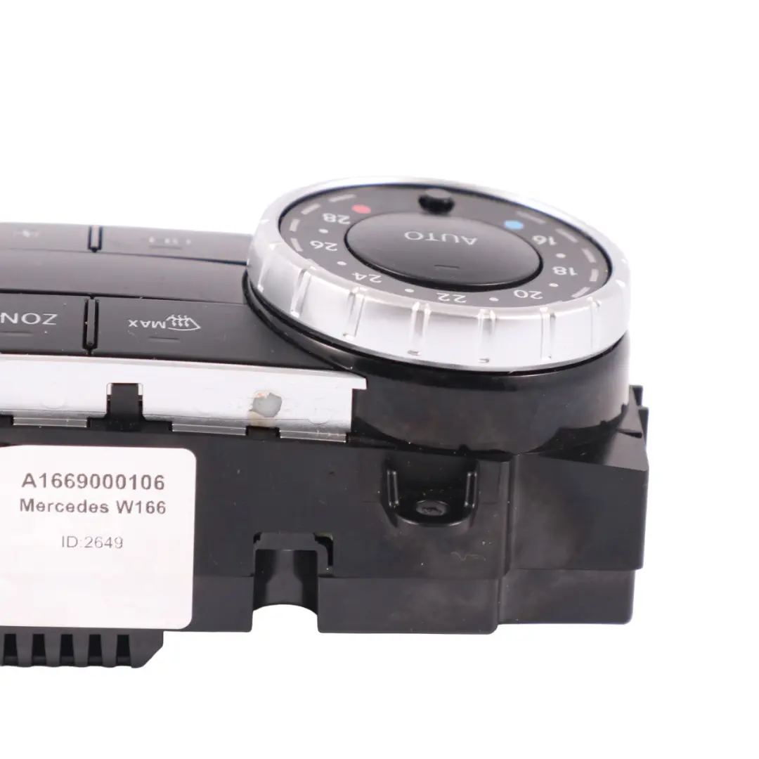 Panneau commande ventilateur A/C climatisation pour Mercedes ML W166 à propos du numéro de pièce A1669000106 Mercedes ML W166 Panneau commande ventilateur A/C climatisation - SKU A1669000106 - Numéro de pièce A1669000106