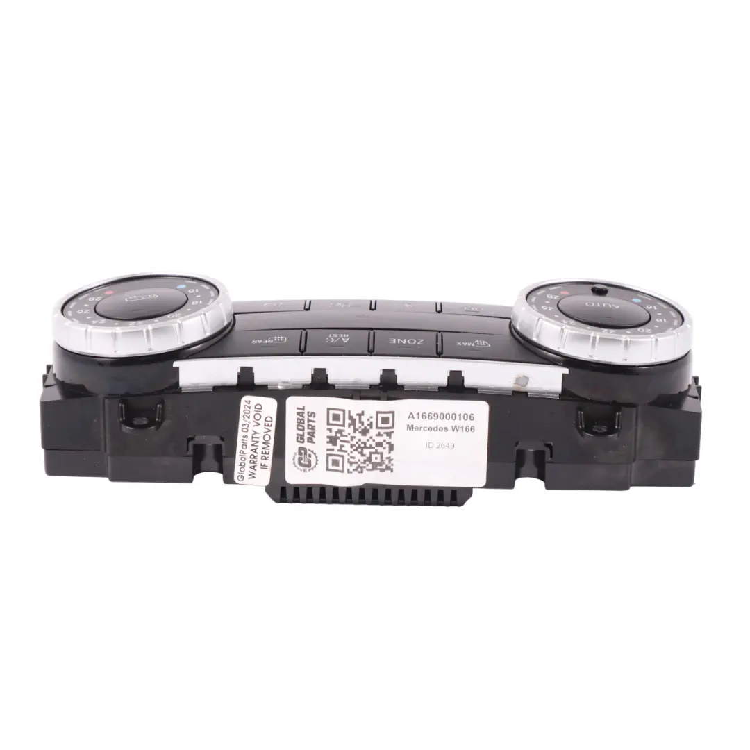 AC Switch Mercedes ML W166 Air Conditioning Blower Control Panel - SKU A1669000106 - Part number A1669000106
