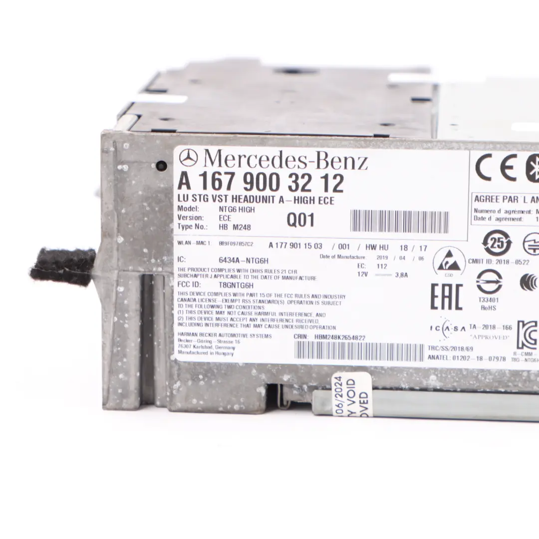 Mercedes W167 W177 Radio Lettore satellitare Unità principale ECE - SKU A1679003212 - Numero di parte A1679003212