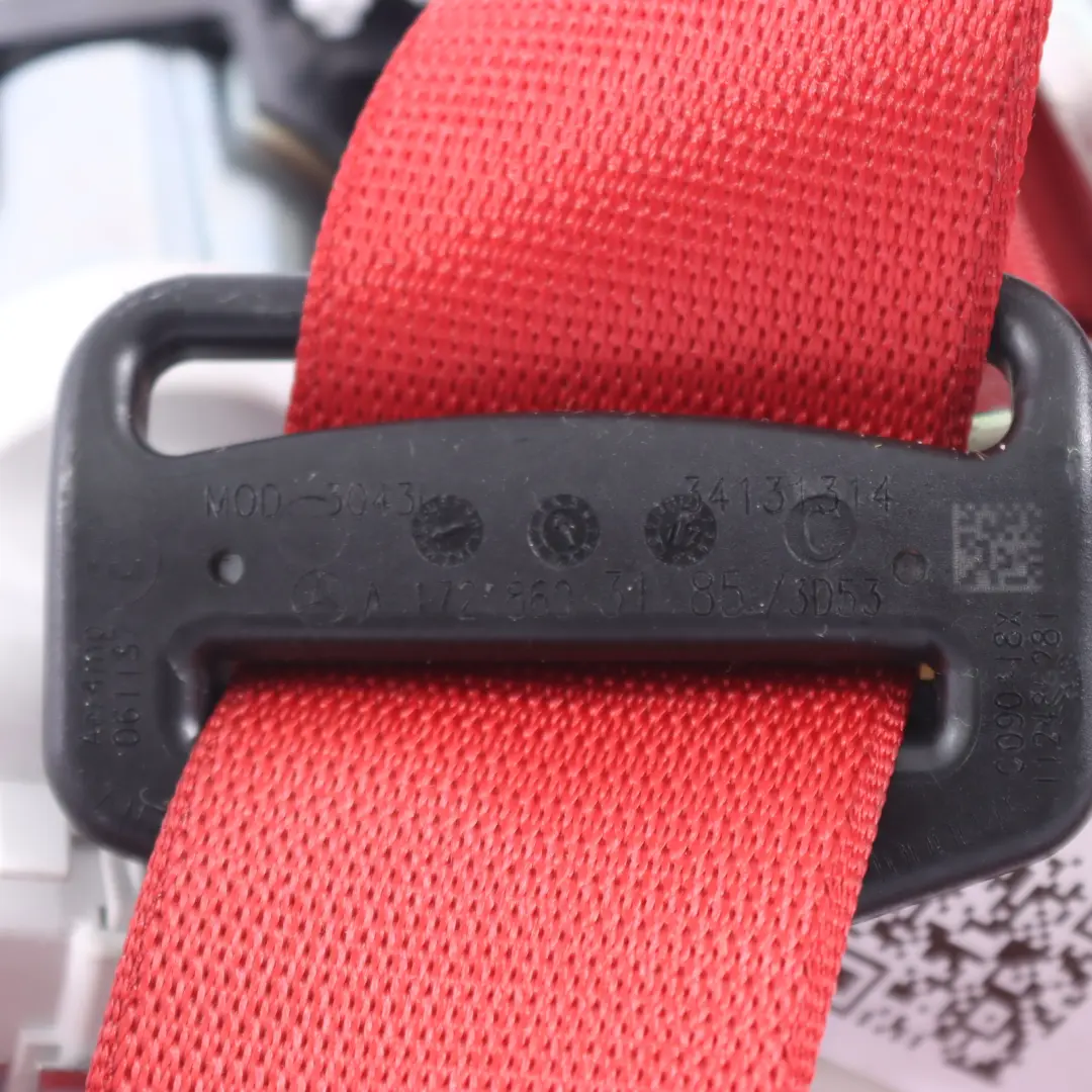 Cinturón de seguridad Mercedes SLK R172 Asiento delantero izquierdo Rojo para con número de pieza A1728601900 Cinturón de seguridad Mercedes SLK R172 Asiento delantero izquierdo Rojo - SKU A1728603185 - Número de pieza A1728601900