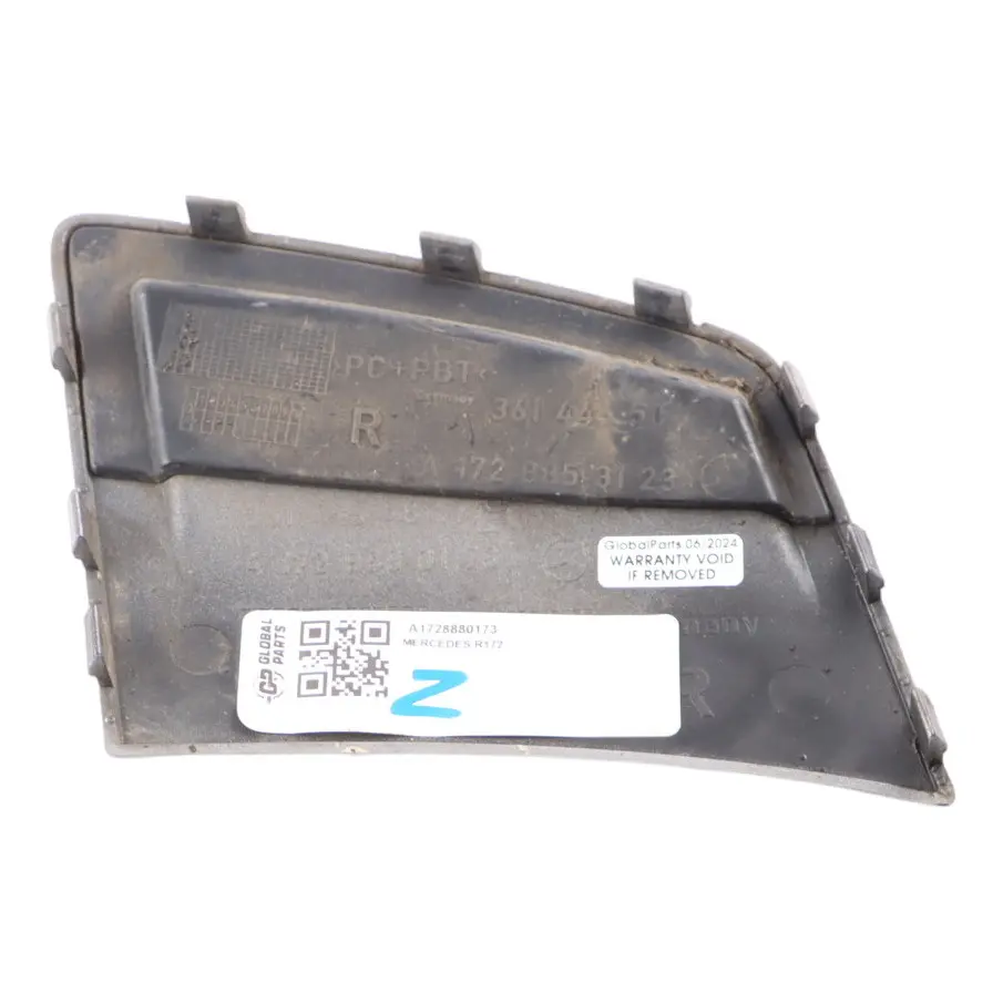 Bumper Grille Trim Panel Front Right O/S to Mercedes R172 with Part number A1728880173 Mercedes R172 Bumper Grille Trim Panel Front Right O/S - SKU A1728880173 - Part number A1728880173