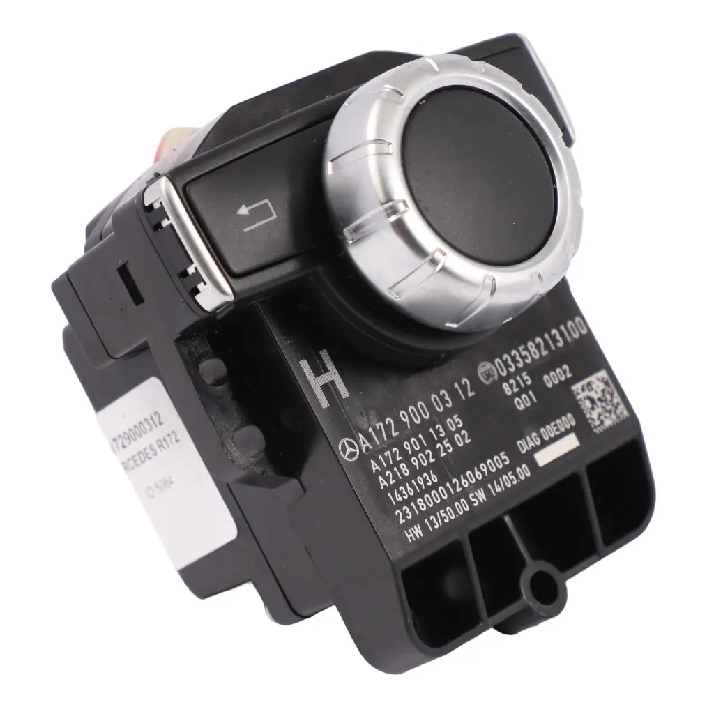 Interruttore pulsante pannello controllo audio Comand per Mercedes R172 con numero di parte A1729000312 Mercedes R172 Interruttore pulsante pannello controllo audio Comand - SKU A1729000312 - Numero di parte A1729000312