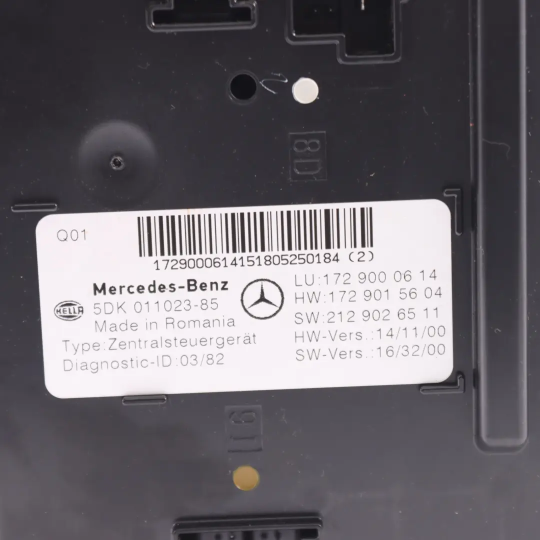 Mercedes SLK R172 Moduł SAM Tylnej Skrzynki Bezpieczników Przekażników - SKU A1729000614 - Numer Części A1729000614
