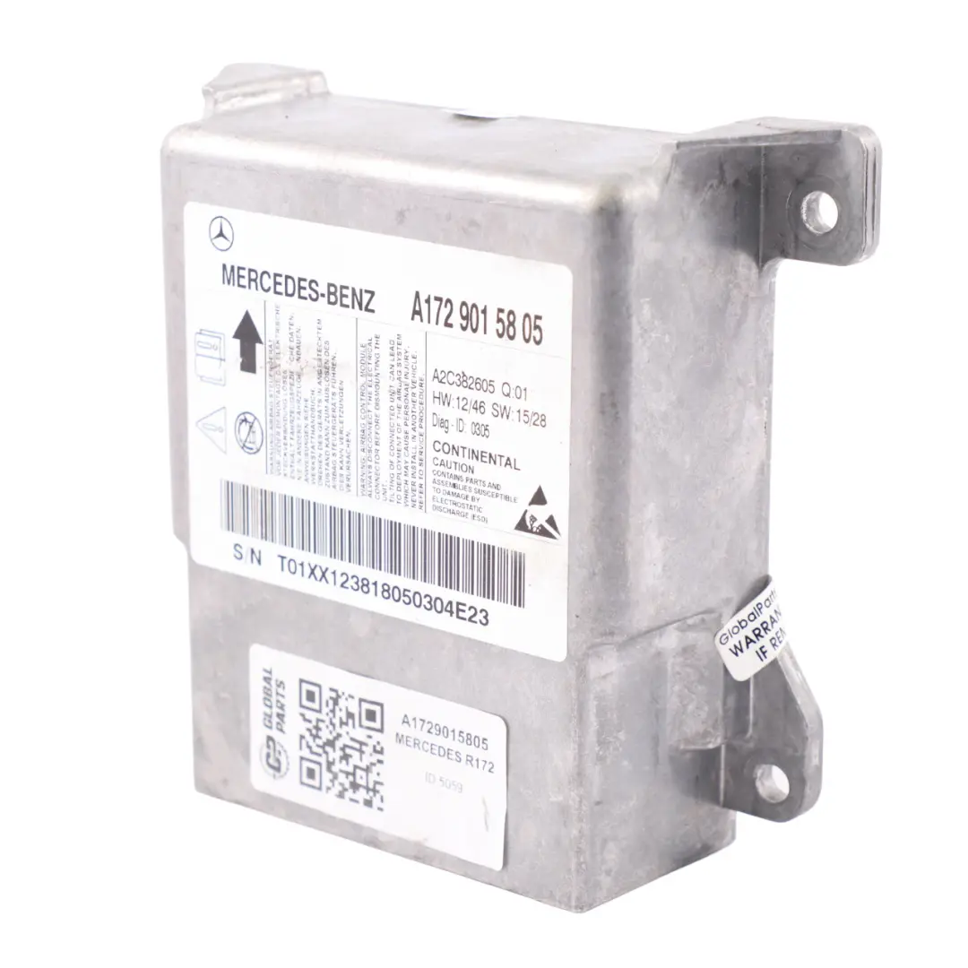 Airbag Module SRS Control Unit ECU to Mercedes SLK R172 with Part number A1729015805 Mercedes SLK R172 Airbag Module SRS Control Unit ECU - SKU A1729015805 - Part number A1729015805