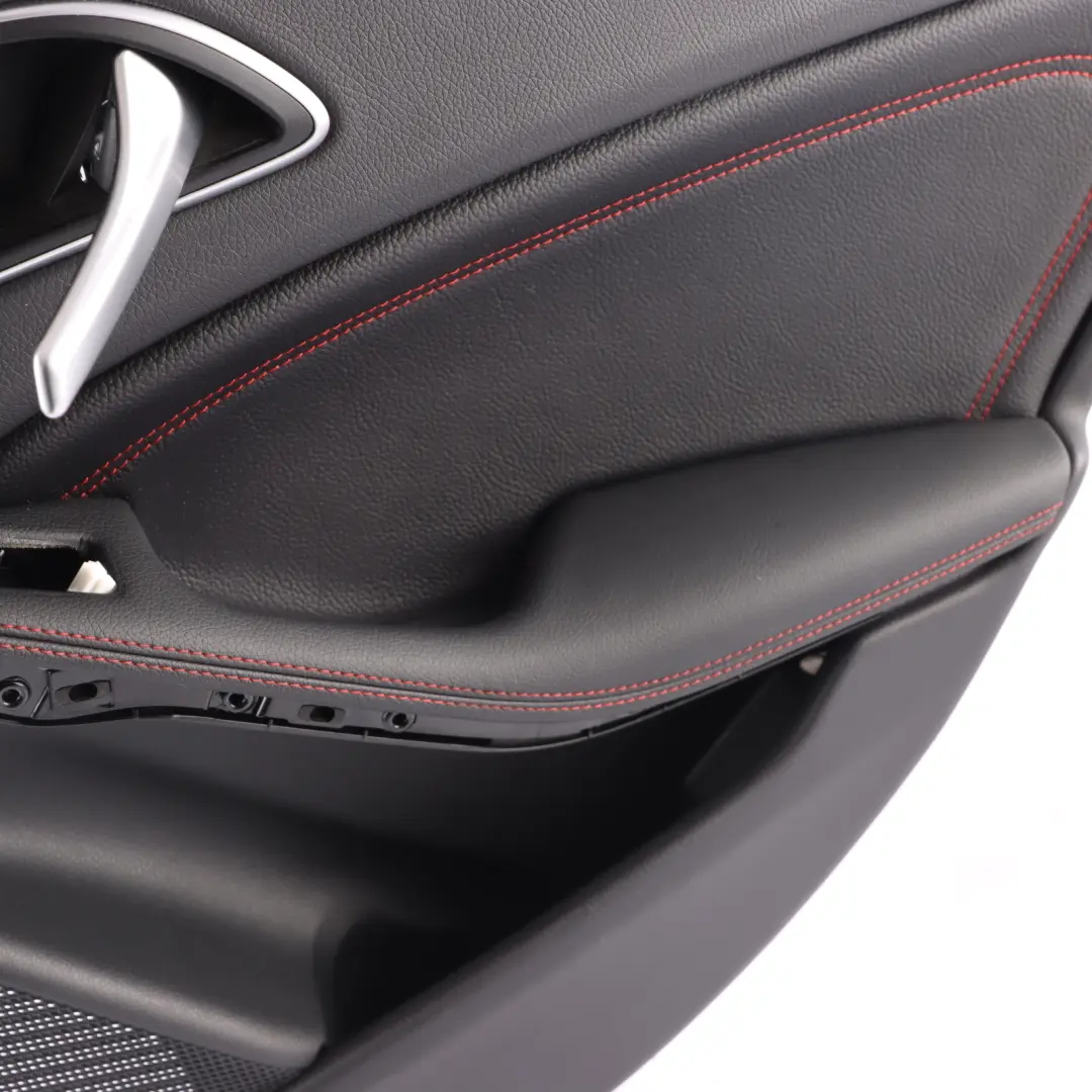 Door Card Rear Right O/S Trim Panel Cover Leather Red Thread to Mercedes W176 with Part number A1767303400 Mercedes W176 Door Card Rear Right O/S Trim Panel Cover Leather Red Thread - SKU A1767303400-2 - Part number A1767303400