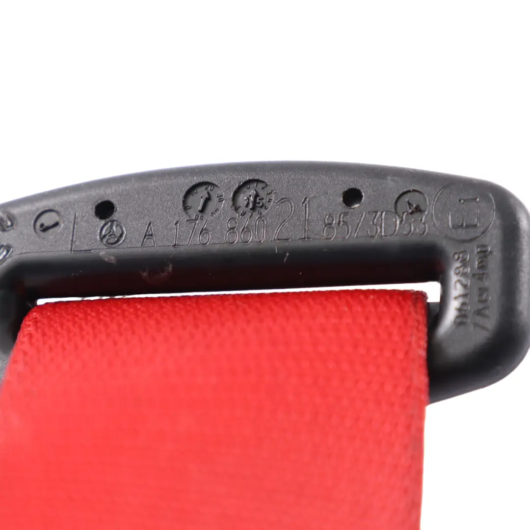 Belt Front Left N/S Seatbelt Red A1768602185 to Mercedes W176 Seat with Part number A1768600185 Mercedes W176 Seat Belt Front Left N/S Seatbelt Red A1768602185 - SKU A1768600185-2 - Part number A1768600185
