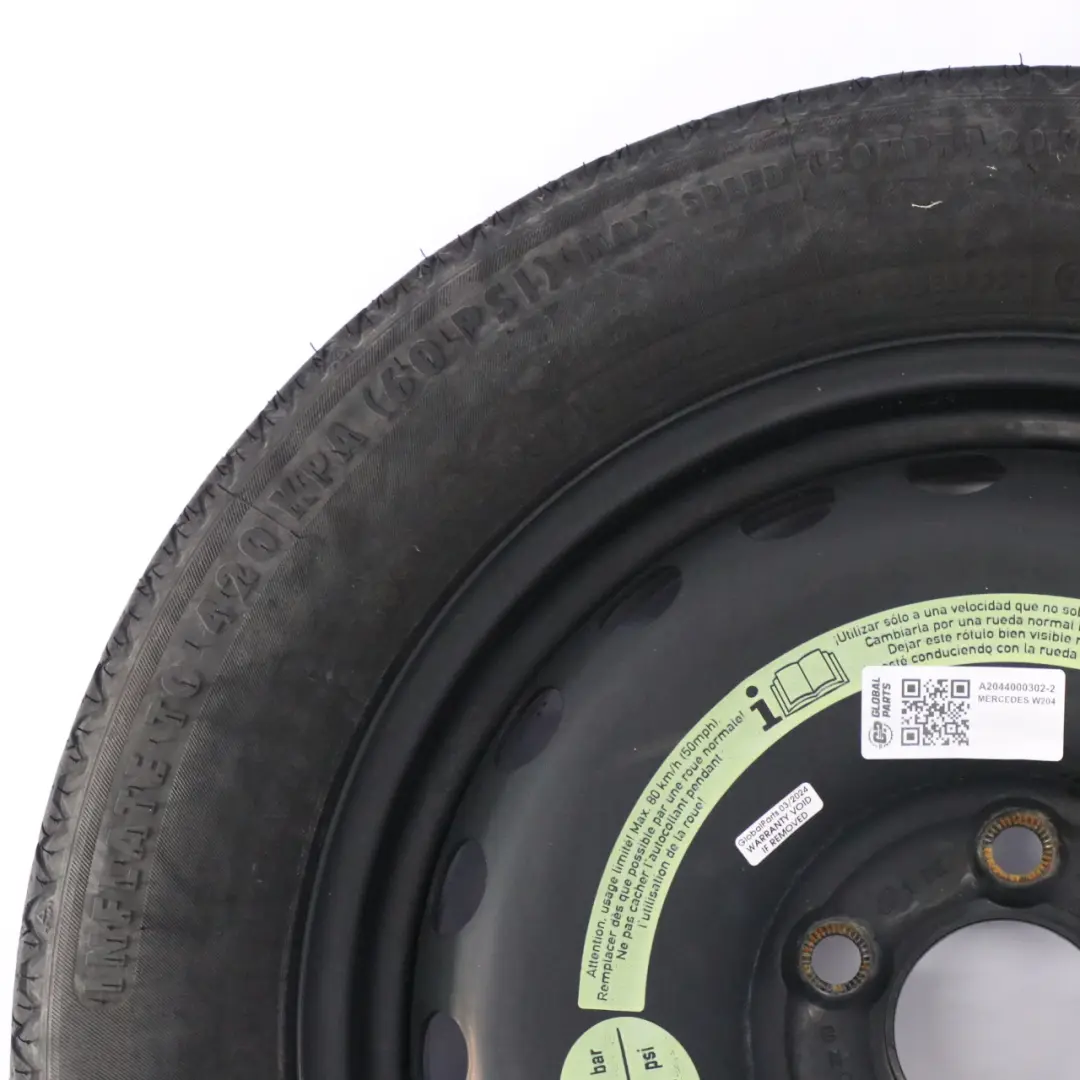 Spare Wheel Steel Tyre Continental R16 125/90 Mercedes W204 - SKU A2044000302-2 - Part number A2044000302