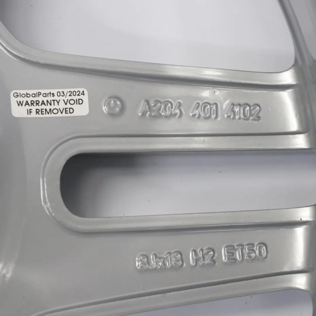 Argent AMG Ensemble Complet 4x Jante Alliage 18" 5 Double Rayon Mercedes W204 - SKU A2044014102-A2044014202 - Numéro de pièce A2044014102