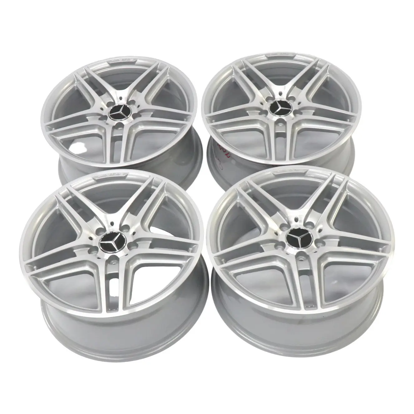 Mercedes W204 Argento AMG Set completo 4x Cerchi in lega 18" 5 Doppie razze