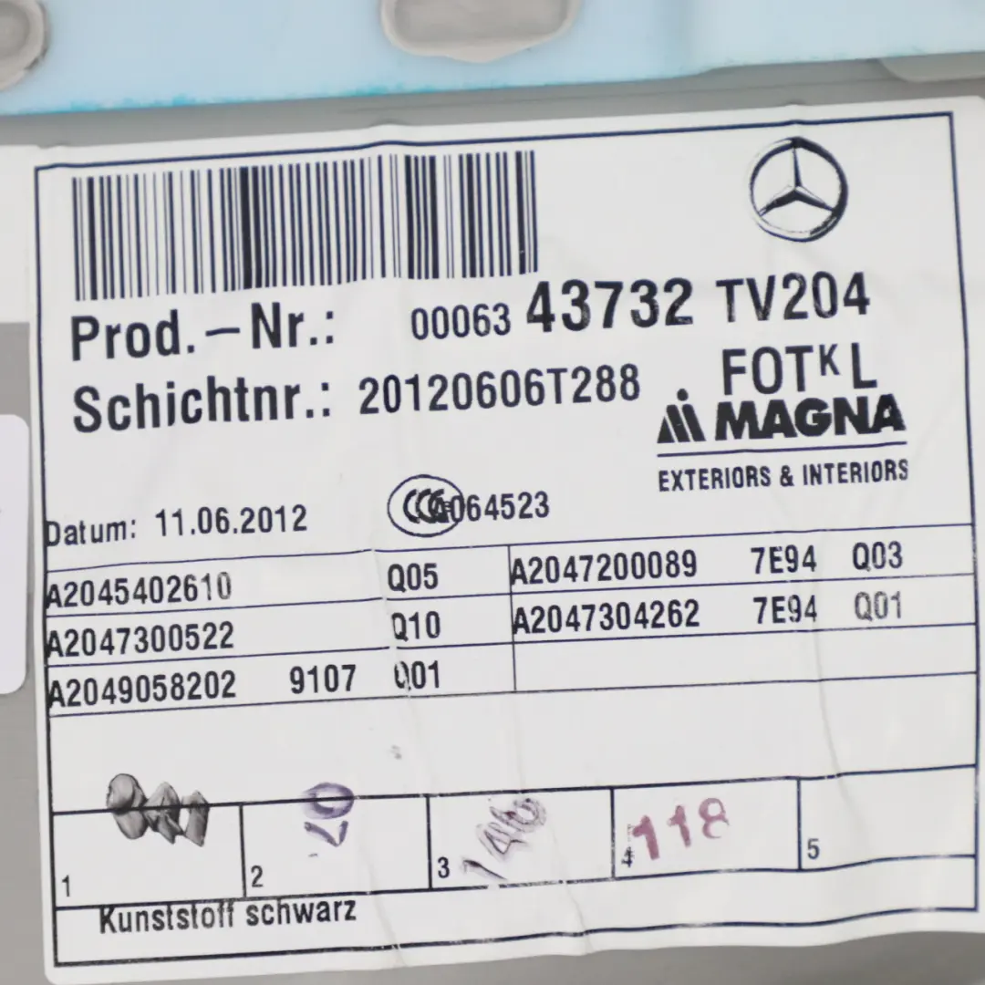 Mercedes W204 Door Card Panel Trim Rear Left N/S Beige - SKU A2047304262-1 - Part number A2047304262