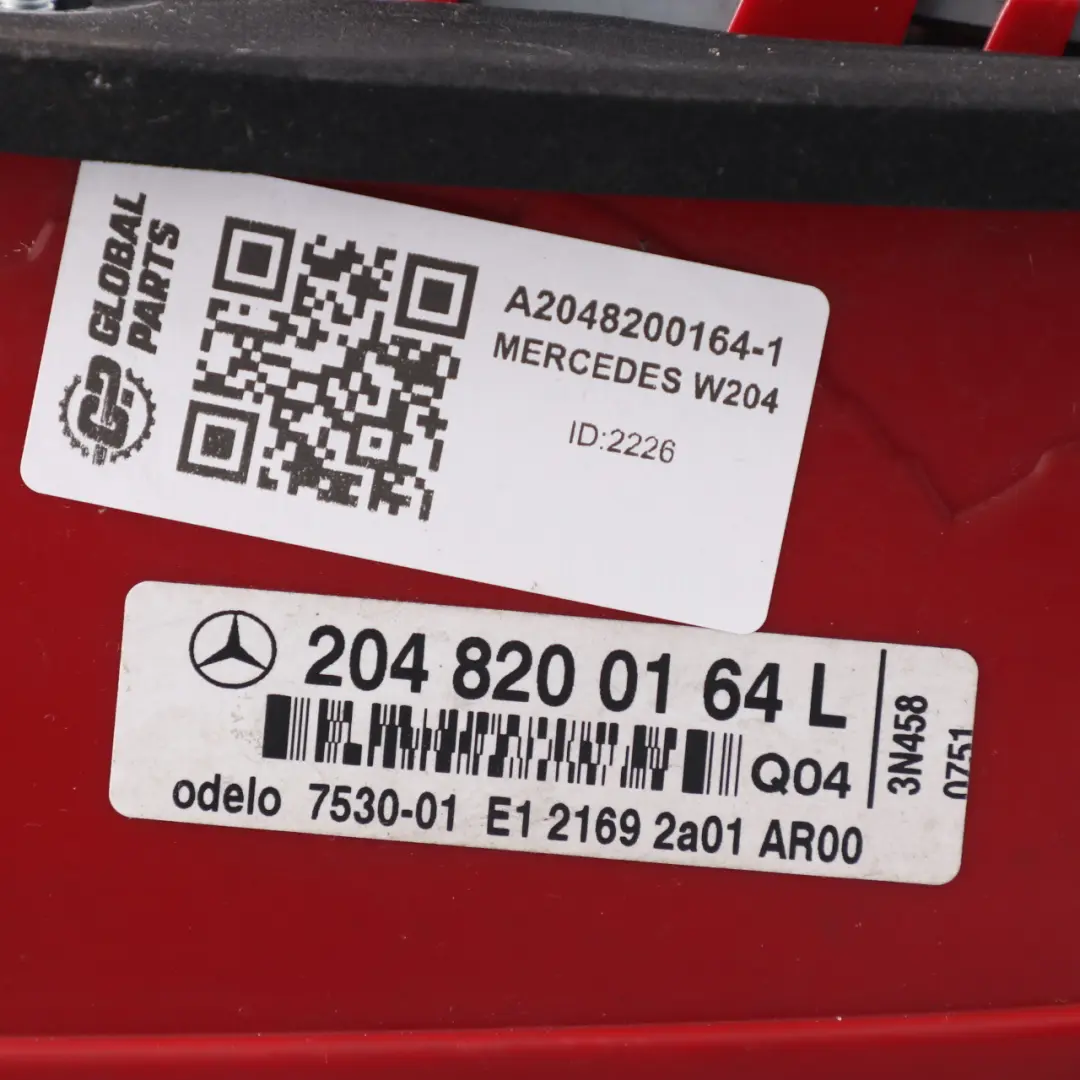 Rear Light Mercedes W204 Left N/S Tail Lamp Side Panel - SKU A2048200164-1 - Part number A2048200164