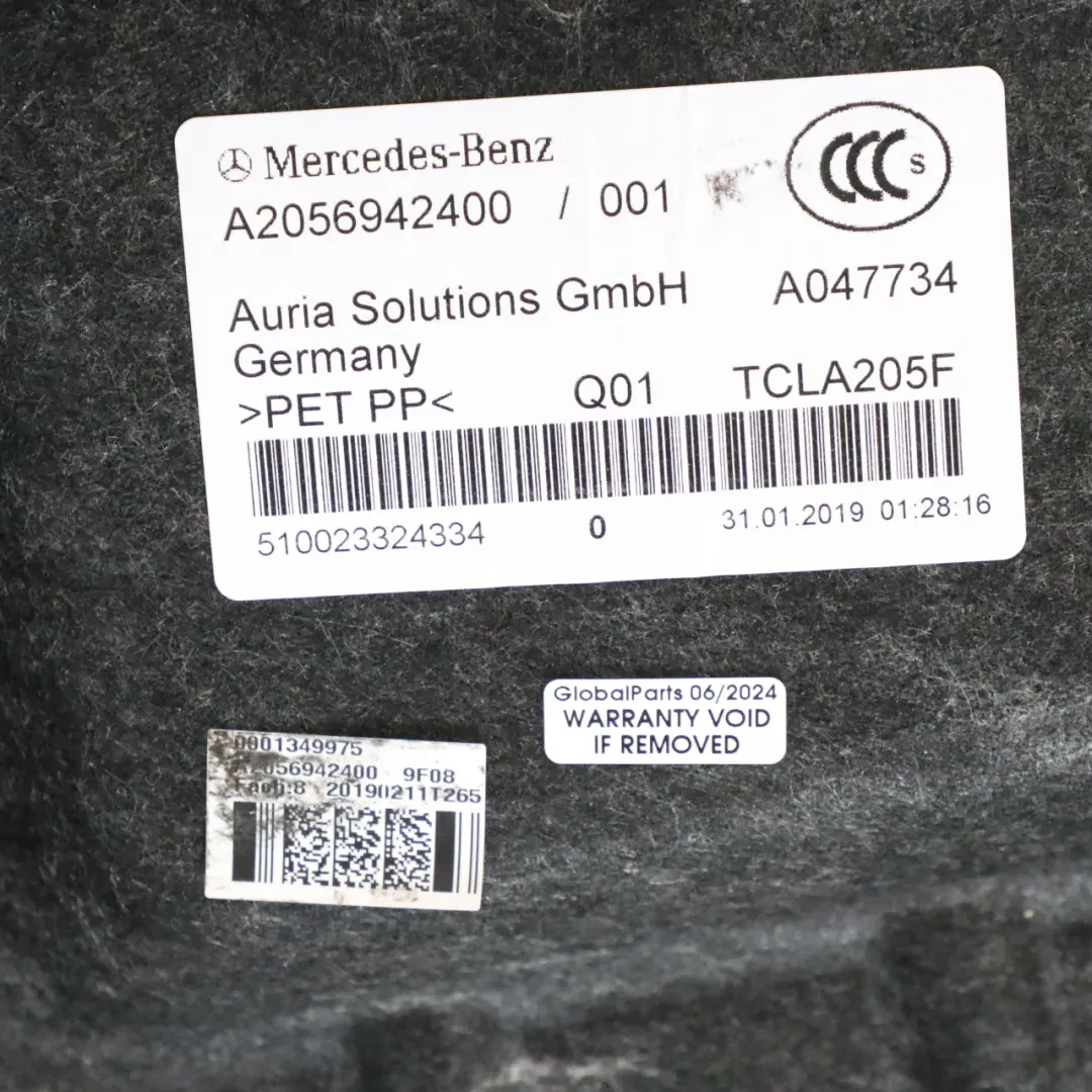 Mercedes A205 Cabrio Couvercle pour le plancher du coffre - SKU A2056942400 - Numéro de pièce A2056942400