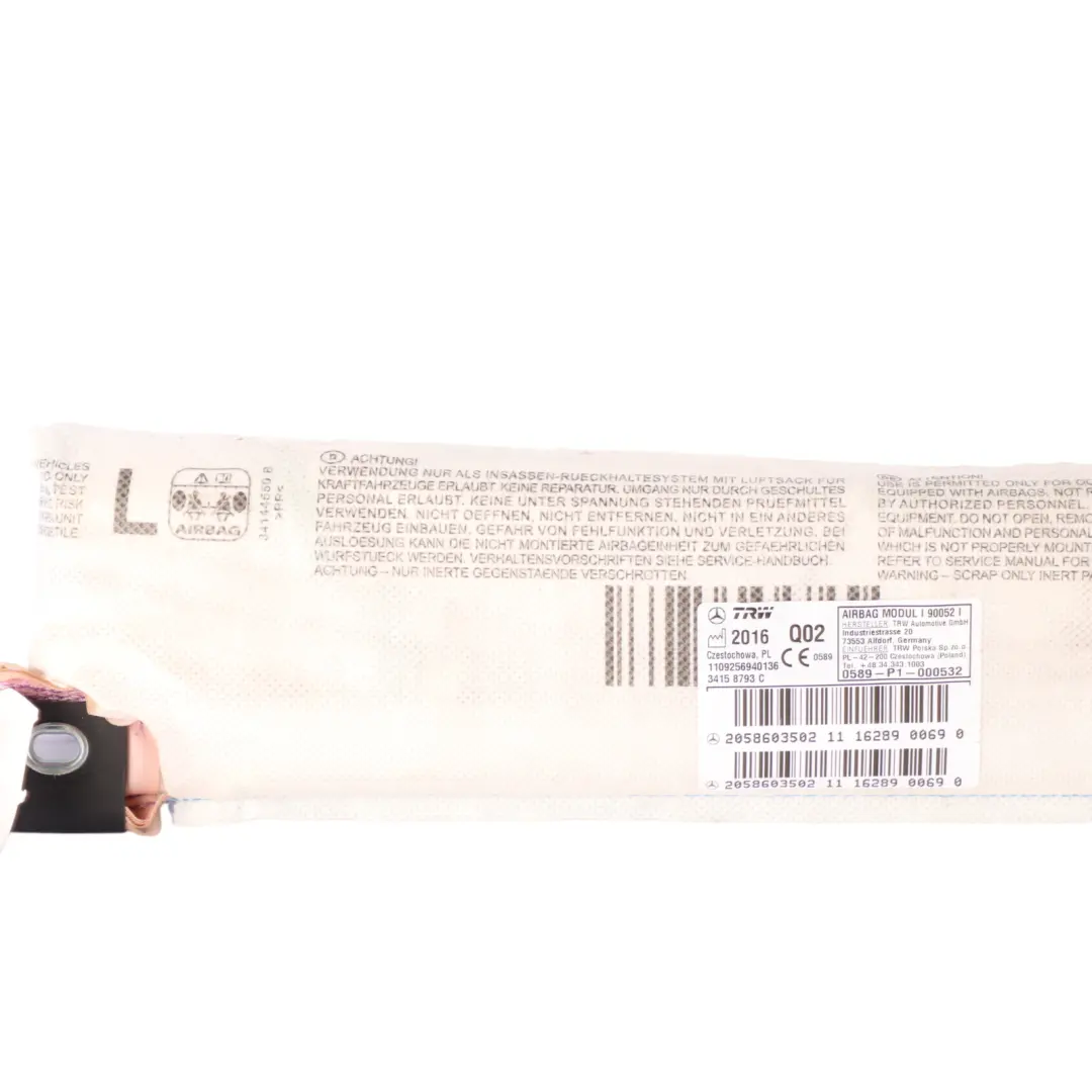 Mercedes A205 Convertible Cabrio Head Air Module Left N/S Side Door - SKU A2058603502 - Part number A2058603502