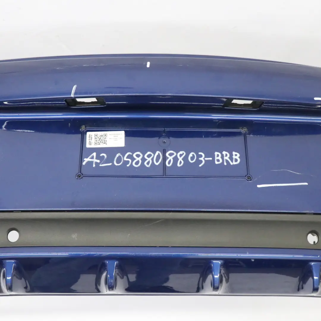 Bumper Rear Trim Panel Covering AMG Brilliant Blue Metallic - 896 to Mercedes C205 with Part number A2058808803 Mercedes C205 Bumper Rear Trim Panel Covering AMG Brilliant Blue Metallic - 896 - SKU A2058808803-BRB - Part number A2058808803