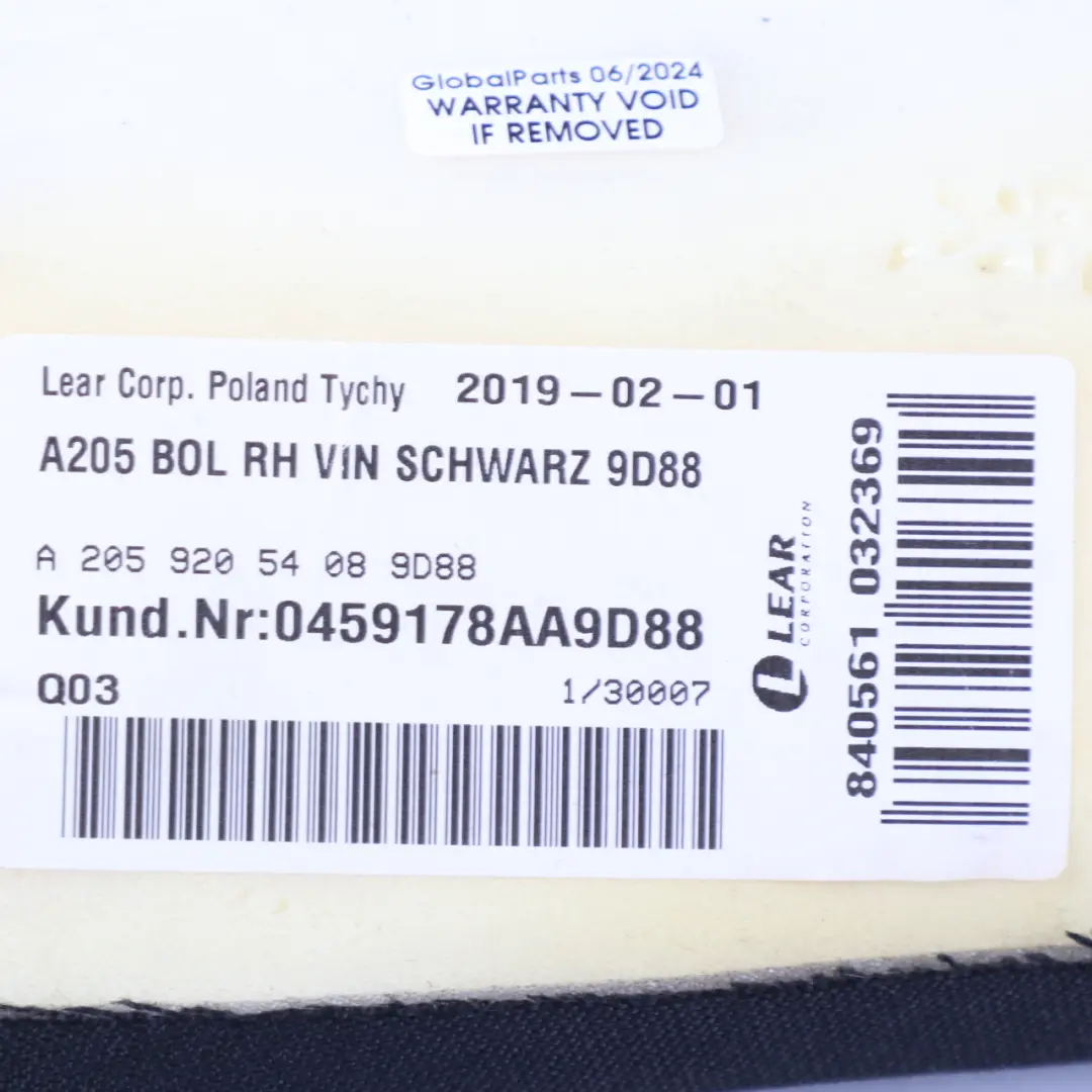 Mercedes A205 Osłona Wykończenie Panel Tylnej Kanapy Prawy A2059205308 - SKU A2059205408 - Numer Części A2059205408