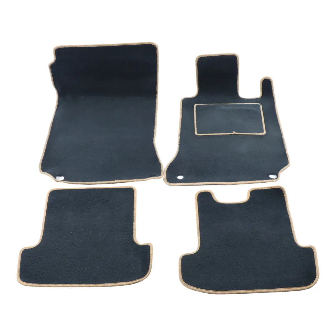 Floor Mats Interior Front Rear Cover Black Beige Border Set to Mercedes C204 C207 with Part number A2076806448 Mercedes C204 C207 Floor Mats Interior Front Rear Cover Black Beige Border Set - SKU A2076806448 - Part number A2076806448