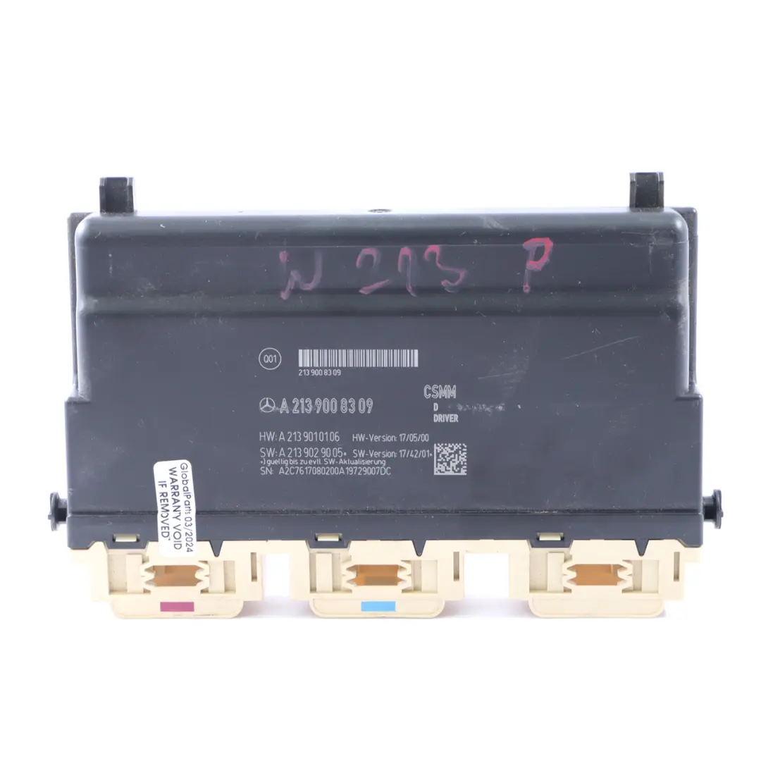 Unidad de Control del Asiento Delantero Módulo ECU para Mercedes W213 con número de pieza A2139008309 Mercedes W213 Unidad de Control del Asiento Delantero Módulo ECU - SKU A2139008309 - Número de pieza A2139008309