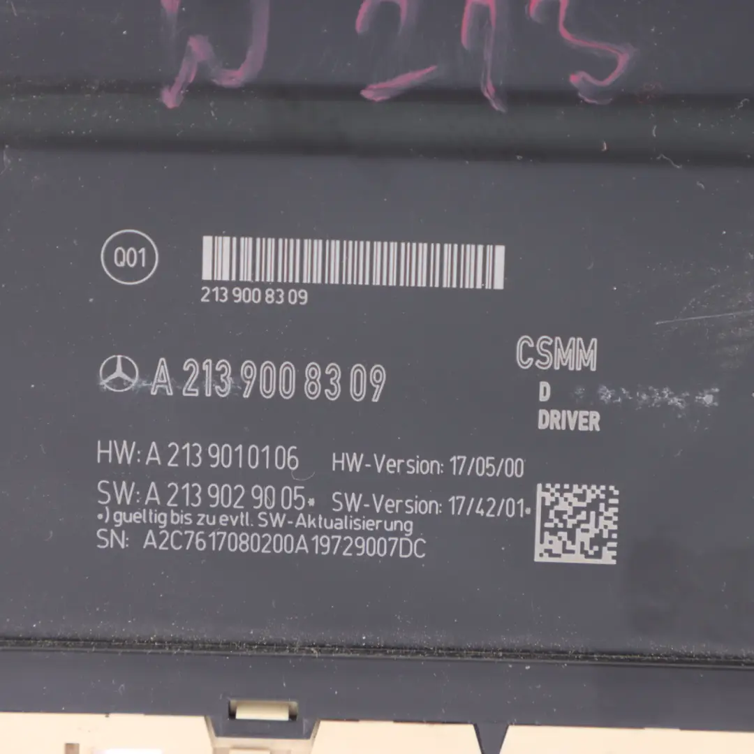 Mercedes W213 Module de Contrôle des Sièges Avant ECU - SKU A2139008309 - Numéro de pièce A2139008309