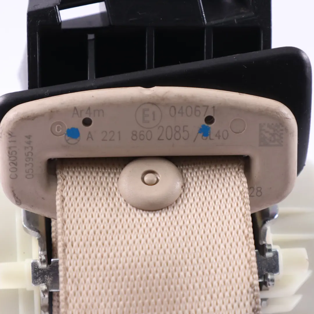 Mercedes W221 Cintura di sicurezza posteriore centrale Beige - SKU A2218602085-1 - Numero di parte A2218602085