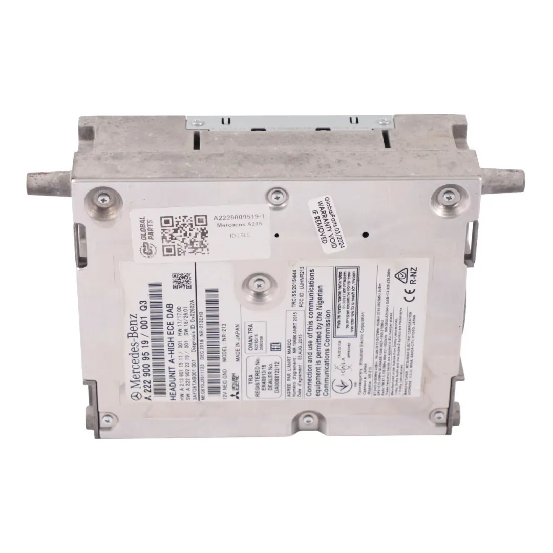 Mercedes C238 Head Unit Radio CD Player Audio Sat Nav Control - SKU A2229009519-1 - Part number A2229009519
