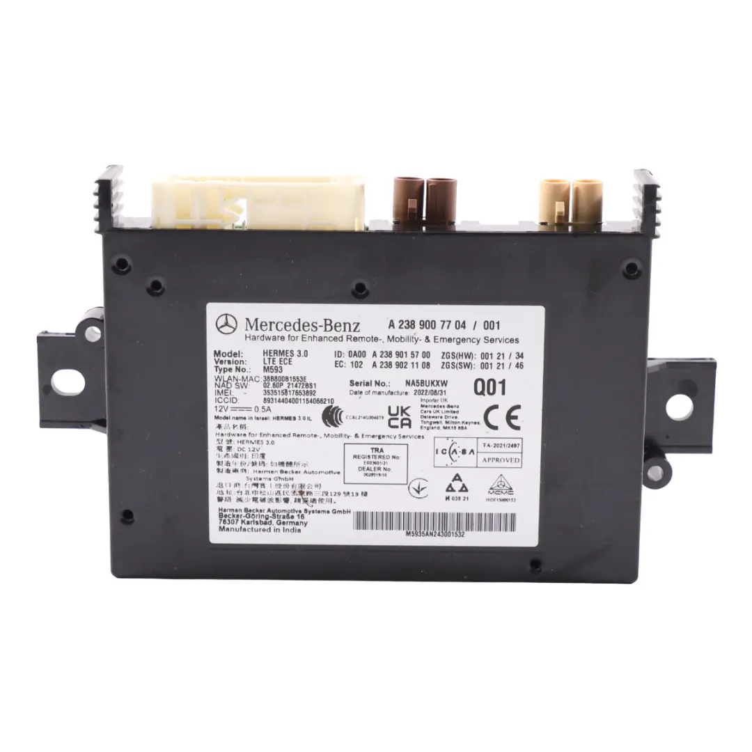 Modulo comunicazione Mercedes W205 C253 Hermes LTE Unità controllo per con numero di parte A2389007704 Modulo comunicazione Mercedes W205 C253 Hermes LTE Unità controllo - SKU A2389007704 - Numero di parte A2389007704