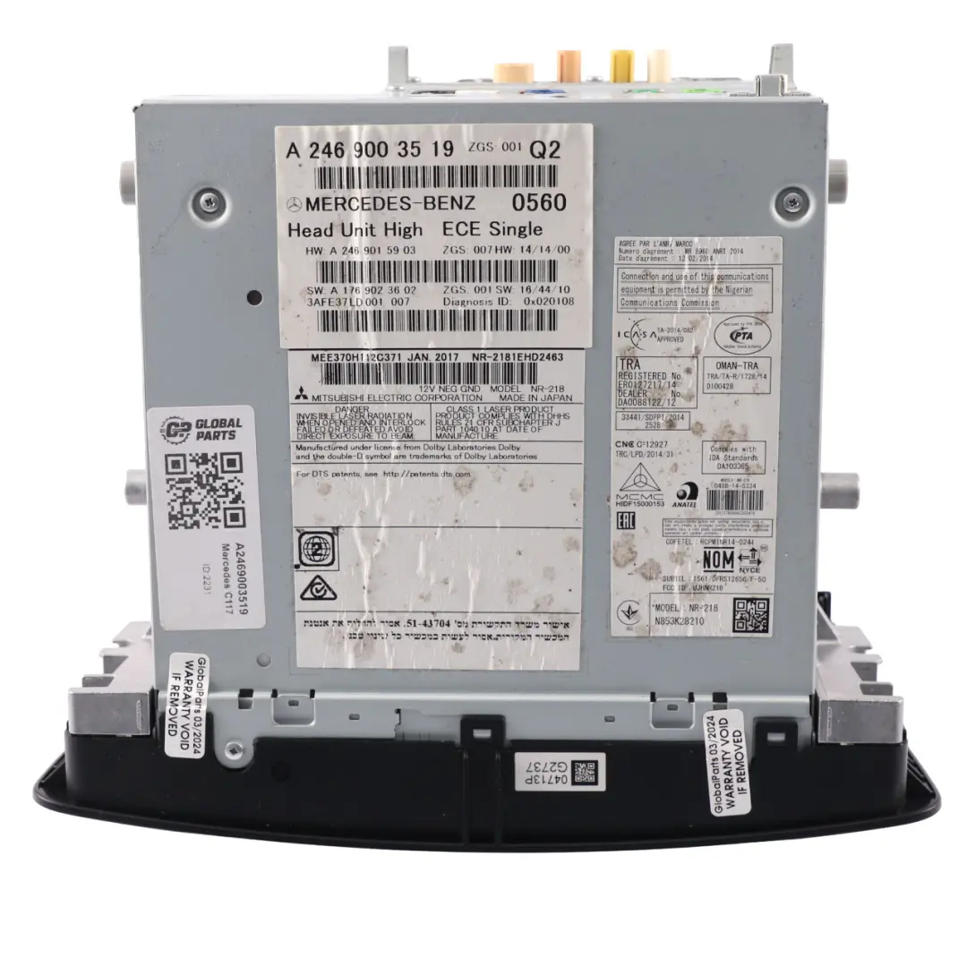 Mercedes W176 W246 Radio COMAND Nav CD Player Control Head Unit - SKU A2469003519 - Part number A2469003519