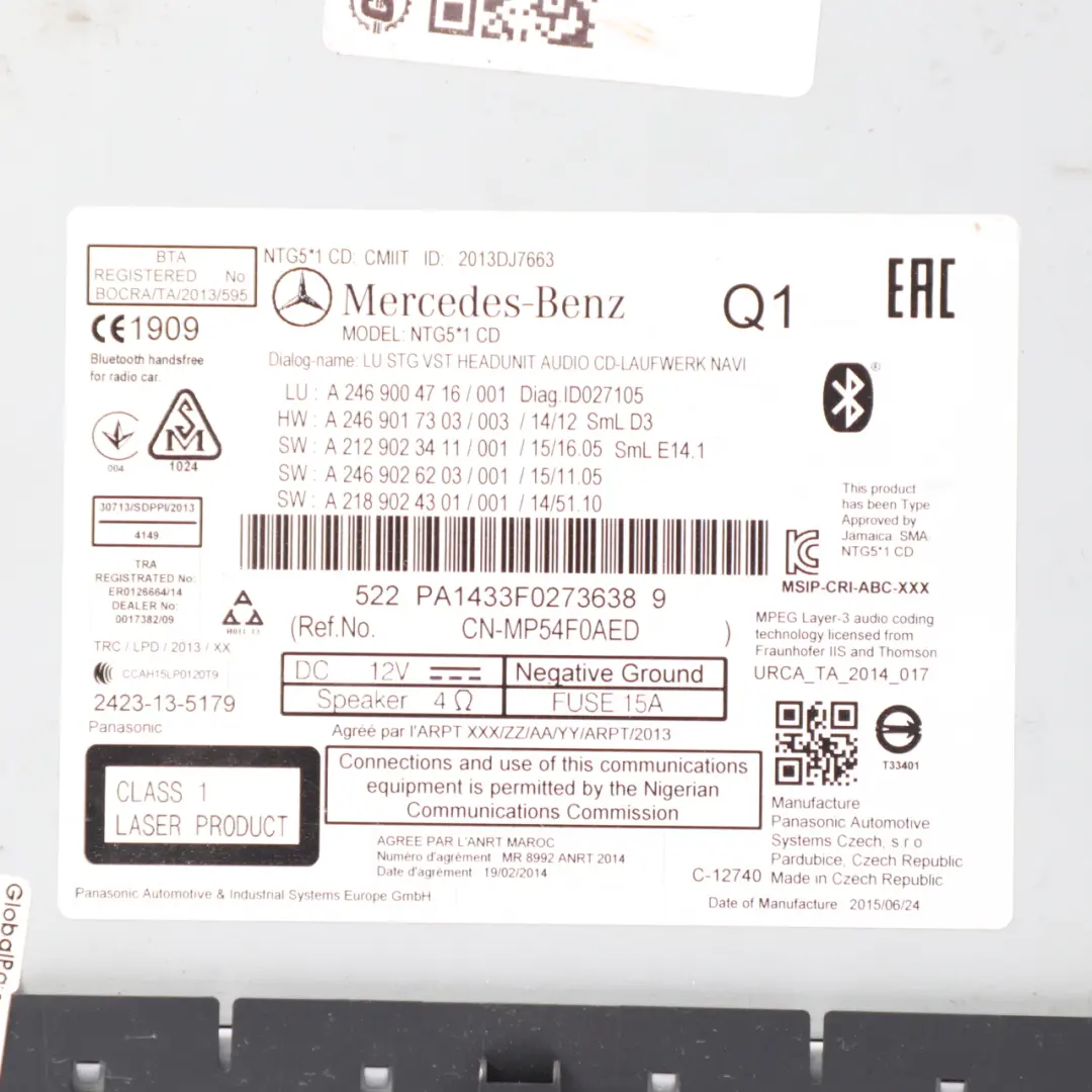 Radioodtwarzacz CD Audio Sterownik Nawigacji do Mercedes W176 W246 o numerze A2469004716 Mercedes W176 W246 Radioodtwarzacz CD Audio Sterownik Nawigacji - SKU a2469004716 - Numer Części A2469004716
