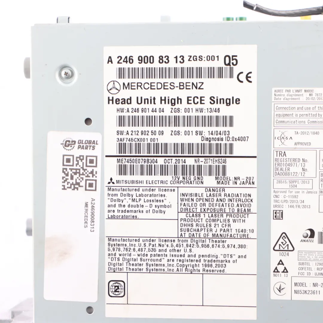 Radio Media Headunit Mercedes C117 W176 Sat Navigation Control Panel to with Part number A2469008313 Radio Media Headunit Mercedes C117 W176 Sat Navigation Control Panel - SKU A2469008313 - Part number A2469008313