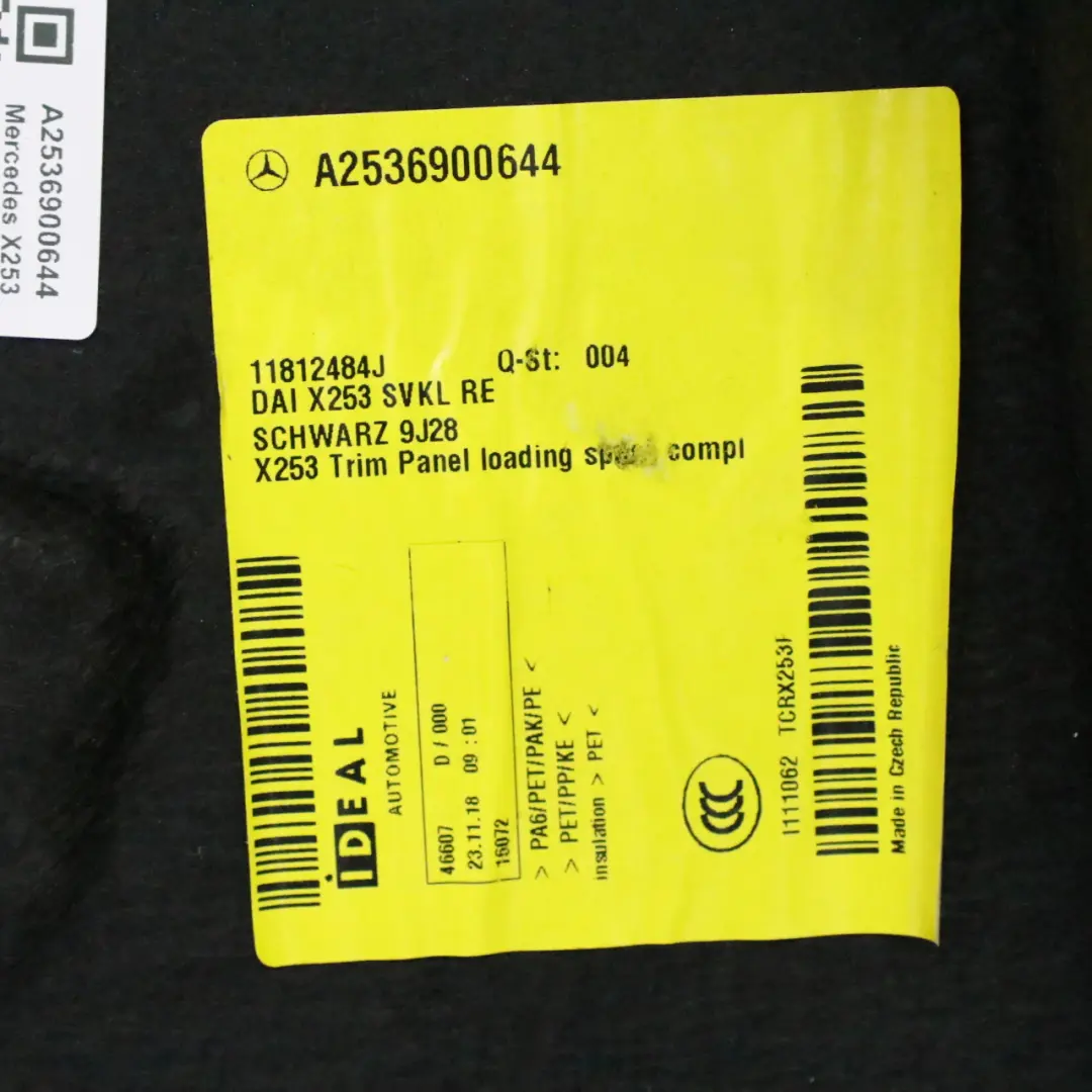 Panel lateral maletero Embellecedor maletero derecho para Mercedes X253 con número de pieza A2536900644 Mercedes X253 Panel lateral maletero Embellecedor maletero derecho - SKU A2536900644 - Número de pieza A2536900644