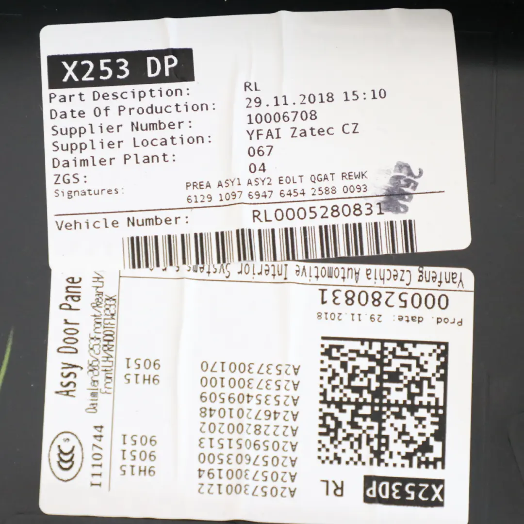 Mercedes X253 Türkarte Trim hinten links Abdeckung Blende Schwarz - SKU A2537308302 - Teilenummer A2537308302