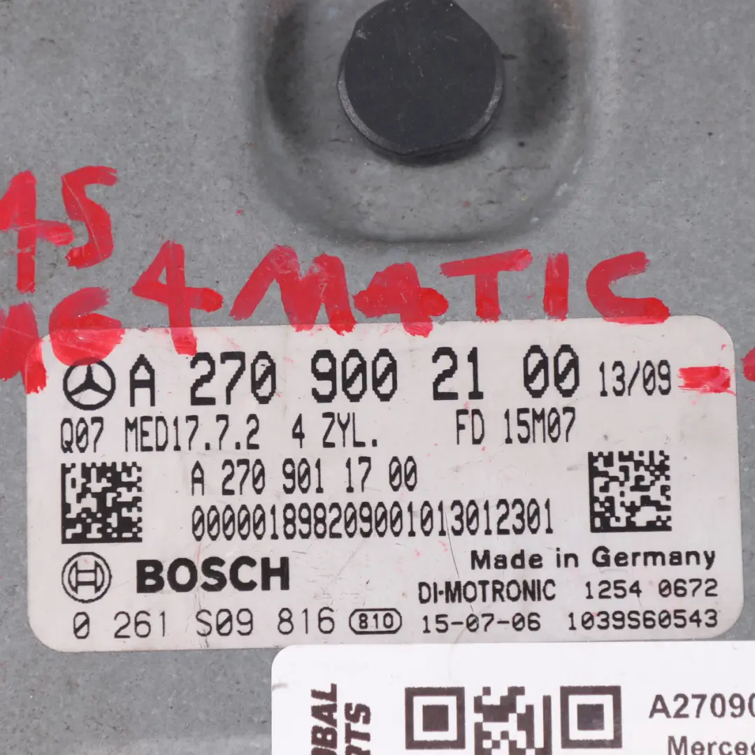 Mercedes X117 CLA 45 AMG 4-Matic M133.980 Engine Control ECU Kit - SKU A2709002100-4 - Part number A2709002100
