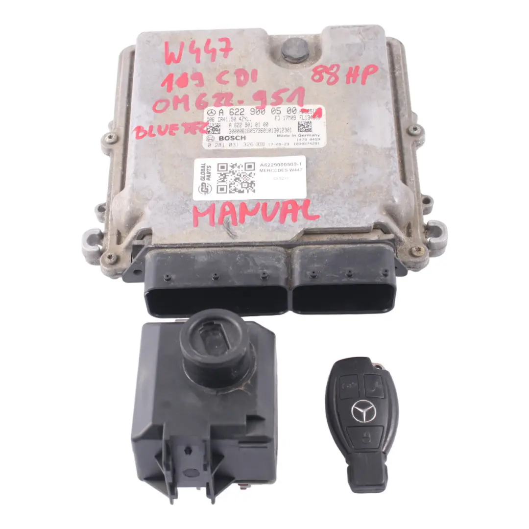 109CDI BE OM622.951 Modulo di controllo motore ECU Kit per Mercedes W447 con numero di parte A6229000500 Mercedes W447 109CDI BE OM622.951 Modulo di controllo motore ECU Kit - SKU A6229000500-1 - Numero di parte A6229000500